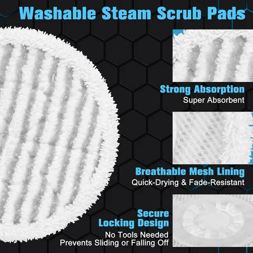 Vista 2 de 8 Pack Steam Mop Replacement Pads, Washable Steam Scrub Pads