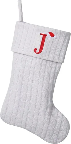Vista 107 de Medias de Navidad personalizadas de 19 pulgadas con iniciales bordadas, medias de Navidad de punto negro para decoraciones de vacaciones familiares