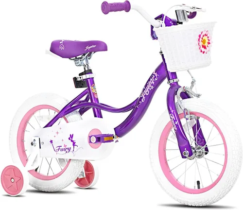 Vista 9 de JOYSTAR Fairy Girls Bike for Toddlers and Kids Ages 2-8 Years Old, 12 14 16 18 Inch Kids Bike with Training Wheels, Handbrake and Basket, Toddler