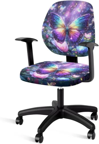 Vista 15 de Talayituse - Funda para silla de oficina o computadora con estampado de estrellas de playa, funda de asiento dividida elástica, extraíble y lavable