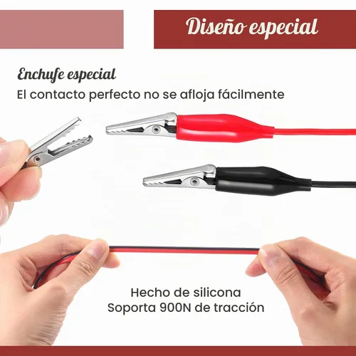 Vista 4 de EBOOT 4 pinzas de cocodrilo eléctricas, cables de prueba de 40 pulgadas con clips de cocodrilo, cables de puente de doble extremo para pruebas