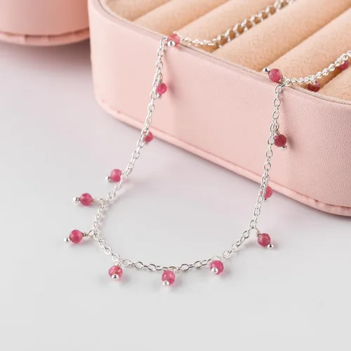 Vista 12 de Yanara Tobilleras de piedras preciosas para mujer, piedra natal natural, chapada en plata, joyería hecha a mano en 8.5 + 1.5 pulgadas, cristales