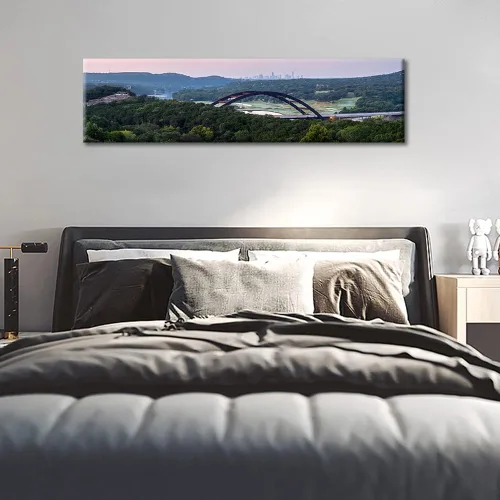 Vista 3 de TUMOVO Austin Skyline - Arte de pared con vista panorámica de la colina de Texas Hill Country impresiones sobre lienzo, 5 piezas de pinturas