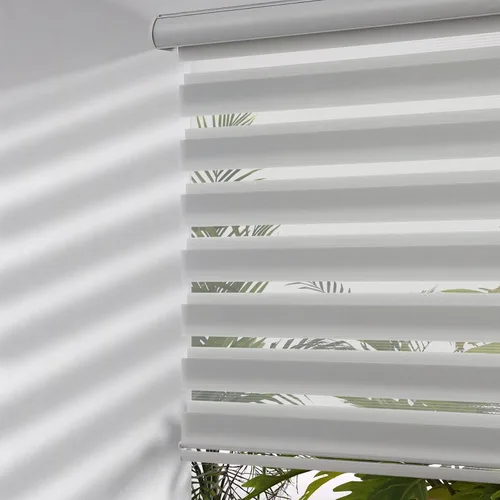 Vista 15 de MYshade - Persianas enrollables de cebra sin cordón con función de parada libre - Persianas traslúcidas de doble capa con filtración de luz y Blanco