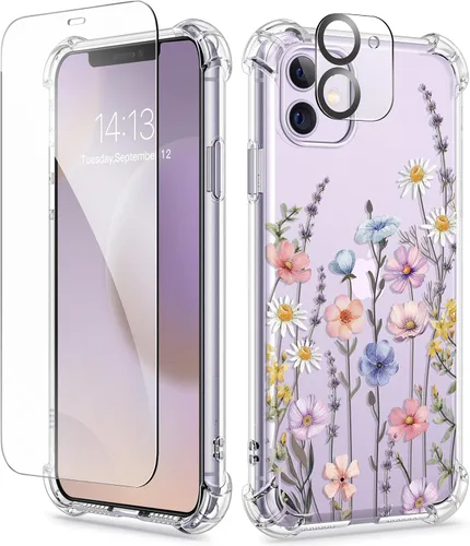 Vista 102 de GVIEWIN - Funda para iPhone 11 con protector de pantalla + protector de lente de cámara, cubierta protectora transparente suave de poliuretano