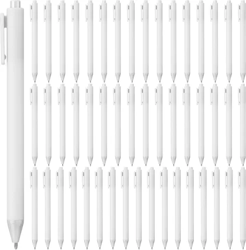 Vista 12 de 50 bolígrafos retráctiles a granel de 0.039 in, punta media, tinta negra, lindos bolígrafos de escritura suave, suministros escolares