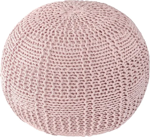 Vista 2 de nuLOOM Berlin - Puf otomano de punto con relleno casual, color rubor, 14 x 20 x 20 pulgadas
