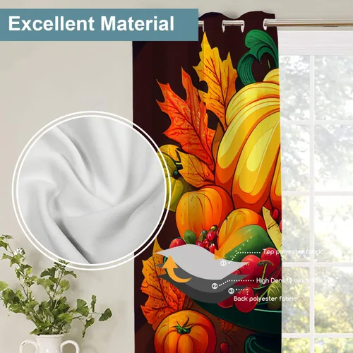 Vista 61 de Shrahala Orange Autumn Autumn Blackout Curtain Tiers, Fall Kitchen Valance Light Blocking Tier Drapes with Rod Pocket, 2 Pack 26 X 24 in