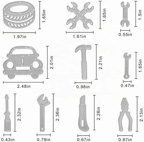 Vista 2 de Herramientas de reparación, herramienta de mantenimiento de troqueles de martillo de automóvil, troqueles para hacer tarjetas, Día del Padre