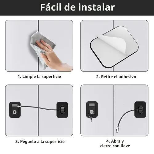 Vista 6 de RORMGO Paquete de 2 cerraduras para refrigerador, cerradura para refrigerador con protección de alambre de silicona, cerraduras para nevera