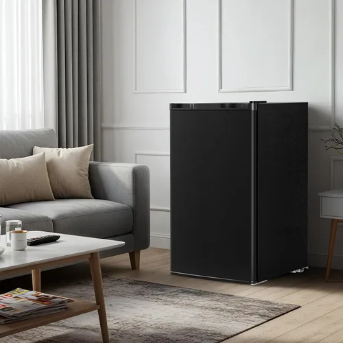 Vista 7 de Antarctic Star - Refrigerador compacto mini con congelador, puerta reversible única, refrigerador para dormitorio, estante de alambre, botón