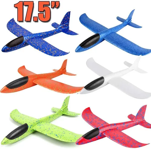 Vista 5 de BooTaa Paquete de 6 juguetes de avión, avión de espuma grande de 17.5 pulgadas, 2 planeadores de espuma de modo de vuelo, regalos de cumpleaños