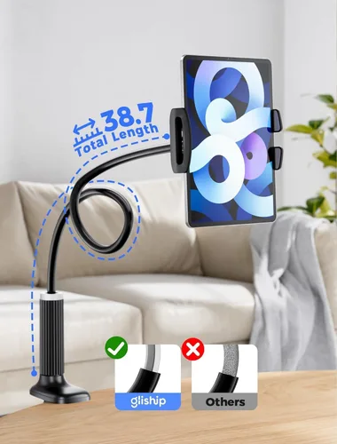 Vista 4 de Soporte para tablet de cuello de cisne, soporte para tableta: soporte flexible para tableta compatible con iPad Mini Pro Air, Kindle, Switch, Galaxy