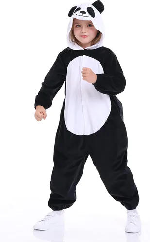 Vista 2 de Disfraz unisex de animales para niños, pijama de animales con capucha de felpa, para Halloween, carnaval, animal, para niños y niñas