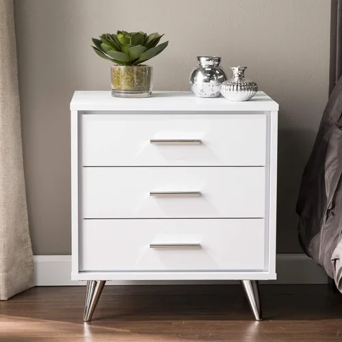 Vista 8 de SEI Furniture Oren - Mesita de noche con cajones, color blanco (AMZ2486FH)