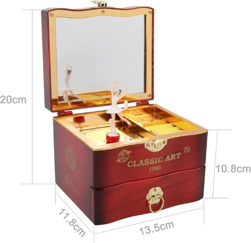 Vista 2 de Miukage Joyero musical para niñas, joyero de bailarina con elegantes pulseras y collares