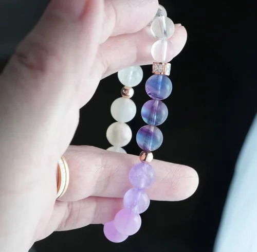Vista 222 de Precious Gemstone Natural Crystal Healing Bracelet, Rutilated Quartz, Moonstone, Quartz Handmade Original Design Bracelet