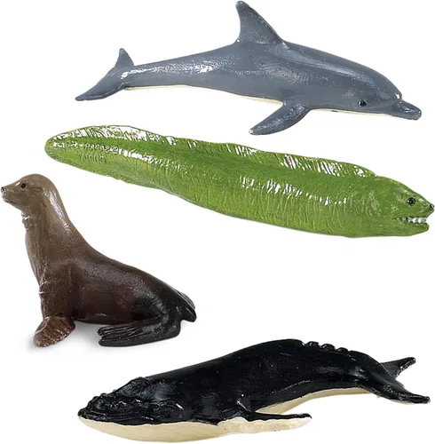 Vista 7 de Safari Ltd Ocean TOOB viene con 12 diferentes modelos de figuras de juguete de animales pintados a mano incluyendo león marino, rayo de águila