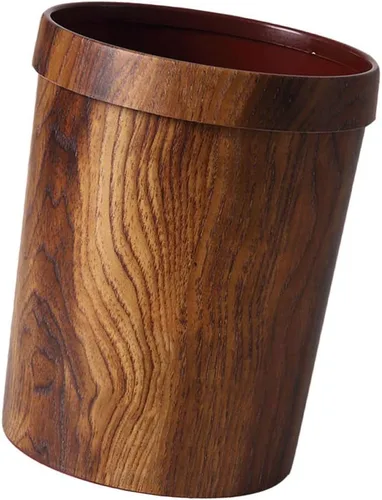 Vista 7 de BESPORTBLE Bote de basura para madera, marrón claro, plástico, parte superior abierta, 13 x 13 x 12 pulgadas