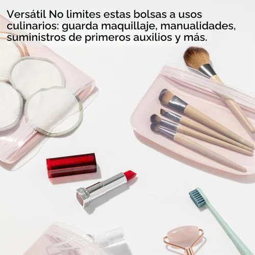 Vista 5 de W&P Porter Bolsa de almacenamiento reutilizable de silicona, sándwich (50 onzas de pie), color rubor, contenedor de almacenamiento de alimentos