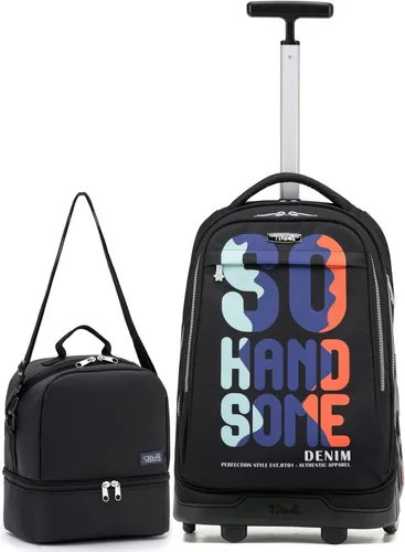Vista 106 de NEW TILAMI Mochila con ruedas de 19 pulgadas con bolsa de almuerzo para niñas y niños, mochila para laptop con ruedas, bolsa de mano duradera