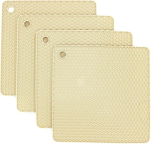 Vista 11 de Juego de 2 salvamanteles de silicona de 9 x 12 pulgadas, multiuso, antideslizantes, flexibles, duraderos, resistentes al calor, color rojo, verde