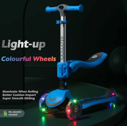 Vista 2 de Toddler Scooter 2-in-1 Light Up 3 Wheel Scooters with Seat for Ages 3+