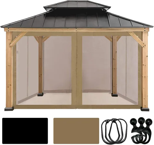 Vista 13 de Coastshade Panel de toldo de pérgola de repuesto para pérgola de 8 pies, paneles de privacidad para cenadores con 10 anillos de cortina y ganchos