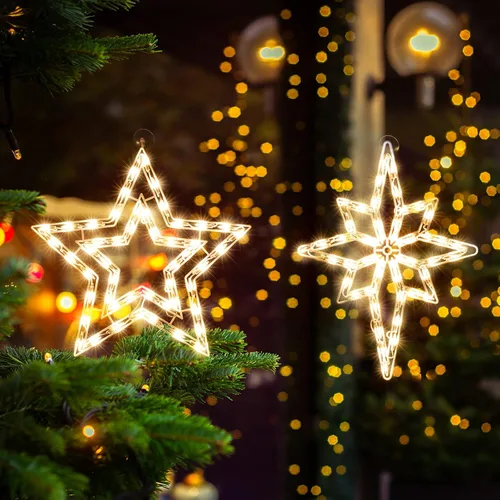 Vista 2 de Paquete de 2 luces de silueta de ventana de Navidad de 50 L, incluyendo: 1 estrella x 1 estrella de Belén