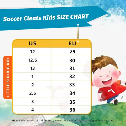 Vista 2 de ZVC Tacos de fútbol para niños y niñas, zapatos de fútbol para exteriores con suelo firme para jóvenes (niño pequeñoniño grande)