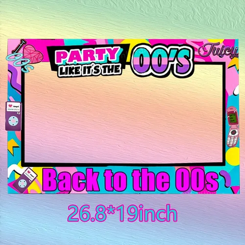 Vista 3 de JeVenis Regreso a los años 00 Fiesta Photo Booth Props Marco Back to 00s Fiesta Decoración Temprano 2000s tema Hip Hop tema telón de fondo Hip Hop