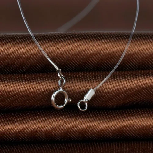 Vista 3 de Infinite U simple plata de ley 925uno simulado Perla Colgante Invisible línea de pesca Gargantilla Collar para mujeresniña