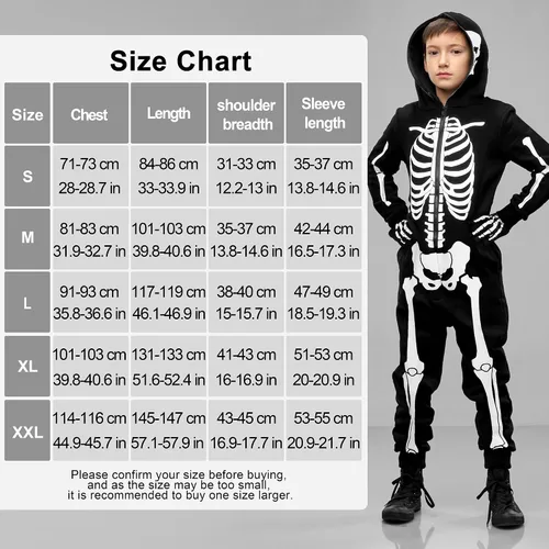 Vista 2 de SOMSOC Disfraz de esqueleto de Halloween para niños, disfraz de esqueleto brillante para Halloween, guantes de esqueleto que brillan en la oscuridad