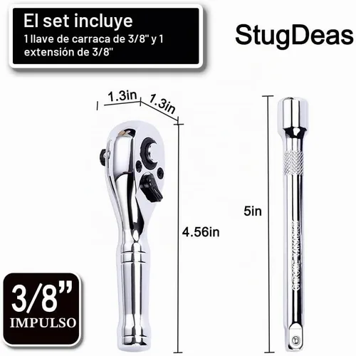 Vista 2 de StrugDeas Llave de trinquete de 72 dientes rechoncha de 3/8 pulgadas