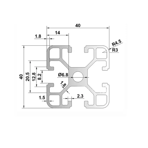 Vista 2 de Extrusión de aluminio 4040 de 5.91 pulgadas / 5.906 in de longitud, ranura en T negra, 1 paquete, aluminio extruido de 1.575 in x 1.575 in, serie 40