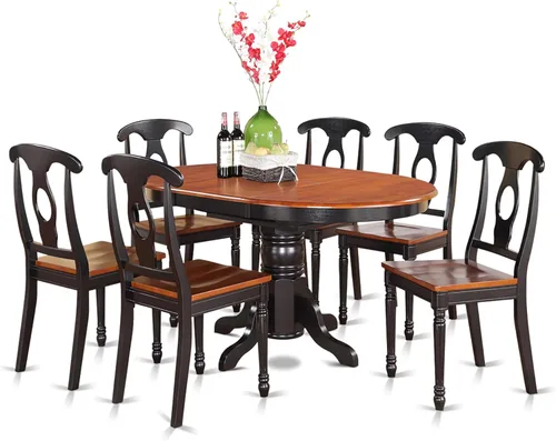 Vista 12 de East West Furniture KENL5-BLK-LC - Juego de mesa y sillas de cocina de 5 piezas, incluye una mesa de comedor ovalada con hoja de mariposa y 4 sillas