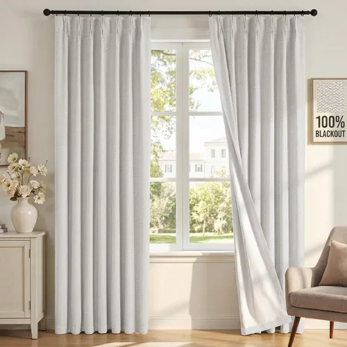 Vista 13 de H.VERSAILTEX Cortinas 100% de opacidad para dormitorio, cortinas plisadas para sala de estar, cortinas opacas con aislamiento térmico entrenadas