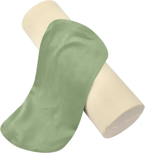 Vista 2 de YETTASBIN Almohada redonda cilíndrica de color verde salvia para aliviar el dolor de cuello, suave y transpirable, almohada de espuma viscoelástica