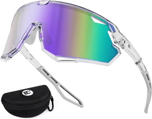 Vista 13 de BIRCEN Gafas de sol deportivas de béisbol para hombre: TR90 gafas de ciclismo ligeras envolventes para correr al aire libre MTB Bike