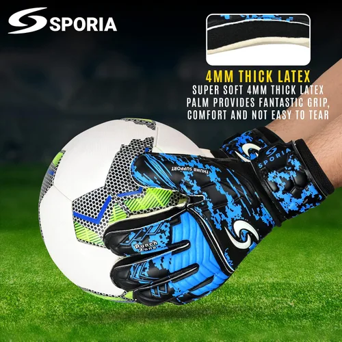 Vista 5 de Sporia Guantes de portero para adultos y jóvenes, guantes de portero de fútbol transpirables con protector de 5 dedos y fuerte soporte de muñeca