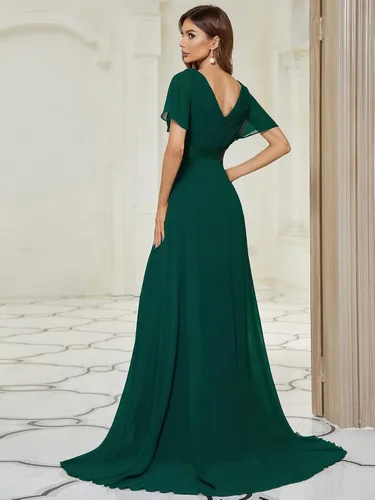 Vista 2 de Ever-Pretty 09890 - Vestido de noche de manga corta con cuello en V para mujer, longitud hasta el suelo, vestido ideal para madre de la novia