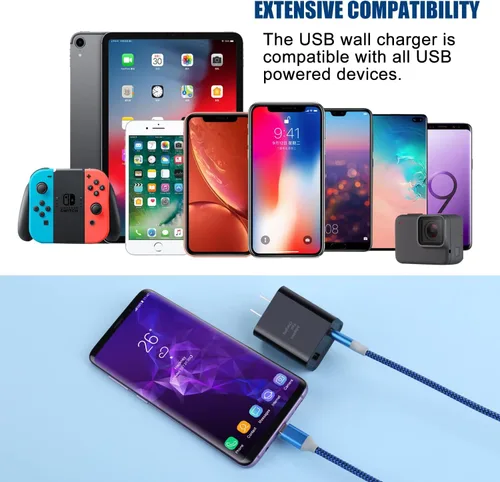 Vista 4 de Costyle - Cargador de pared USB doble, paquete de 3 unidades en total de 30 W USB con cable USB C de 10 pies de largo, compatible con Samsung Galaxy
