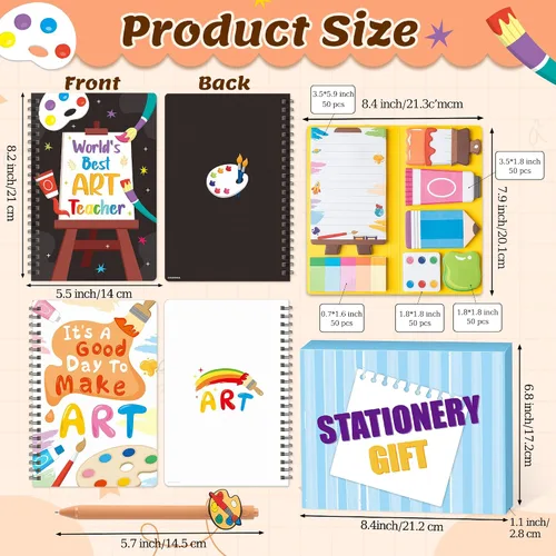 Vista 2 de B1ykin Juego de Regalo de Papelería - 3 Piezas Cuaderno Notas Adhesivas, Cuadernos Espirales A5 y 550 Hojas Notas Adhesivas Lindas con Kit