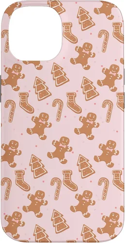 Vista 4 de iPhone 16 Pink Gingerbread Cookie Christmas with Polka Dots Case