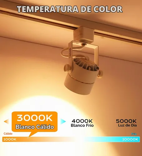 Vista 2 de CLOUDY BAY - Cabezal de luz LED regulable de 8W 3000K blanco cálido para riel, CRI90+ reproducción del color verdadero, ángulo de inclinación 3000k