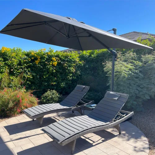 Vista 73 de PURPLE LEAF Sombrilla de patio de 8 pies para exteriores, sombrilla voladiza cuadrada de aluminio con rotación de 360 grados para jardín, terraza