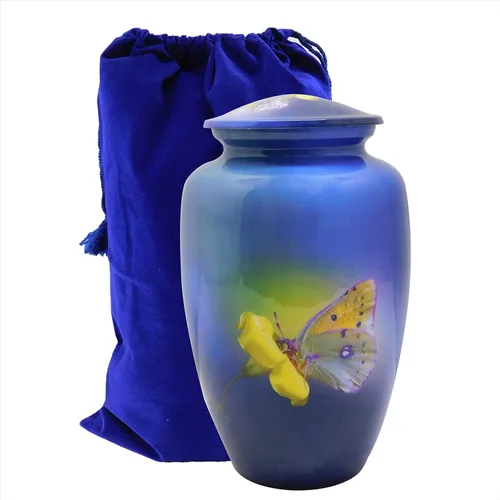 Vista 2 de Urna de cremación humana de gran tamaño con recuerdo, personalización y bolsa de terciopelo