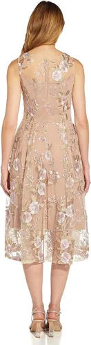 Vista 3 de Adrianna Papell Vestido acampanado con bordado floral para mujer