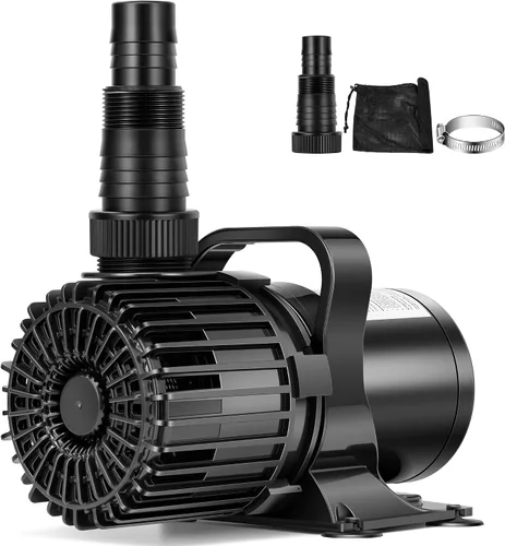 Vista 9 de VIVOHOME - Bomba de agua sumergible de 100W 1600GPH con boquilla ajustable sin costuras de 180° y bolsa de barrera para estanques de peces, cascadas