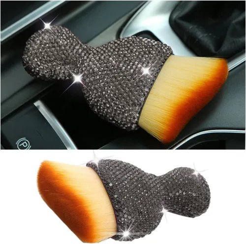 Vista 9 de zipelo Cepillo de polvo para interior de automóvil, cepillo de limpieza para detalles de automóvil con diamante, mango brillante, herramienta